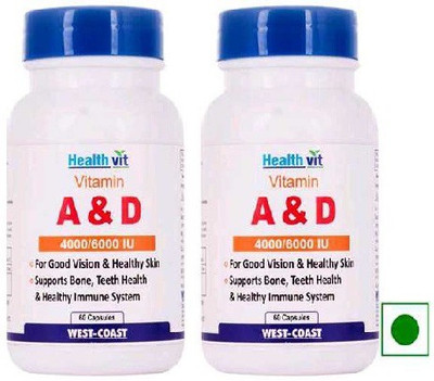 

HealthVit A & D 4000/6000 IU Pack of 2(60 No)