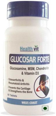 

HealthVit Glucosar Forte Glucosamine, Chondrotin & MSM 60 Tablets(60 No)