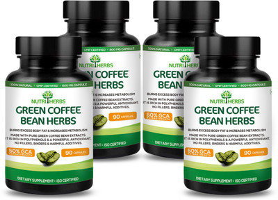 

Nutriherbs Green Coffee Beans - 90 Capsules - (Pack of 4)(360 No)