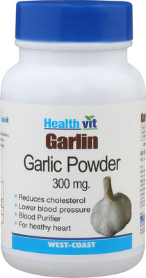 

HealthVit Garlin Garlic Powder 300 Mg 60 Capsules (Pack Of 2) For Cholesterol(60 No)
