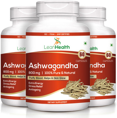 LeanHealth Ashwagandha Extract (Ayurvedic) Purifies blood and glows skin(180 No)