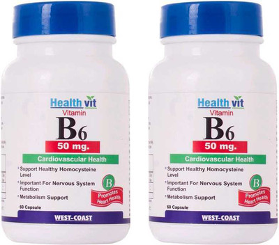 

HealthVit Vitamin B6 50 mg Cardiovascular Health(100 mg)