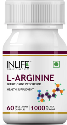 

Inlife L-Arginine 1000mg (60 Vegetarian Capsules) Serving, Nitric Oxide Precursor(60 No)
