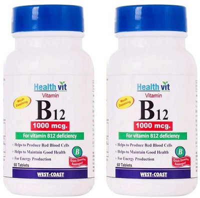 

HealthVit Vitamin B12 1000 mcg 60 Tablets (Pack of 2)(60 No)