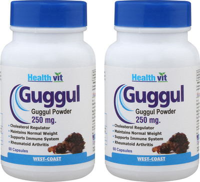 

HealthVit Guggul Powder 250 mg 60 Capsules PACK OF 2 For Weight Managemen(250 mg)