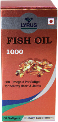 

LYRUS Fish Oil 1000 mg (Double Strength) with 600 mg Omega 3 (330mg EPA, 220mg DHA)(60 No)