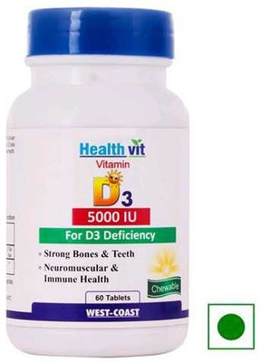 HealthVit Vitamin D3 5000 IU for D3 Deficiency(60 No)