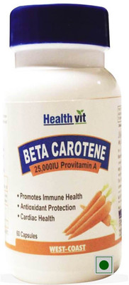 

HealthVit Beta-Carotene 25000IU Provitamin A60 Capsules For Healthy Heart(60 No)