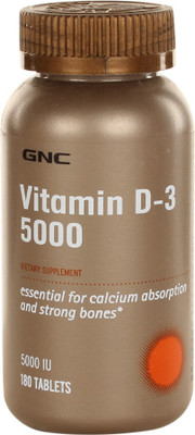 

GNC Vitamin D-3 5000 IU Tablets for Calcium Absorption & Strong Bones(180 No)