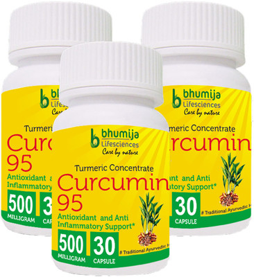 

Bhumija Lifesciences Turmeric Curcumin with Piper Nigram (Curcuma Longa) 30's Capsules -(3 No)