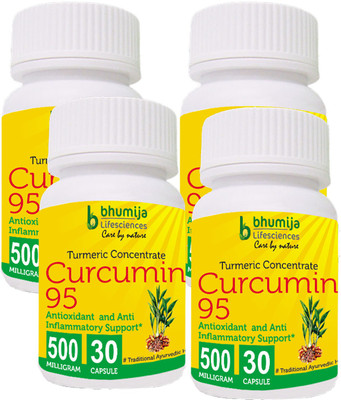

Bhumija Lifesciences Turmeric Curcumin with Piper Nigram (Curcuma Longa) 30's Capsules -(4 No)