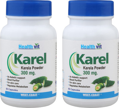 

HealthVit KAREL Karela Powder 300 mg 60 Capsules (Pack of 2)(300 mg)
