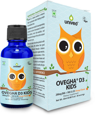 

Unived Unived Ovegha D3 Kids, Vegan Omega 3 & Vitamin D3, 200mg DHA & 500 I.U. D3, 30 servings(1 g)