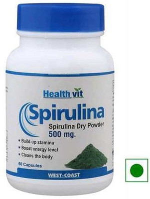 

HealthVit Spirulina Powder 500 mg 60 Capsules pack of 2(60 No)