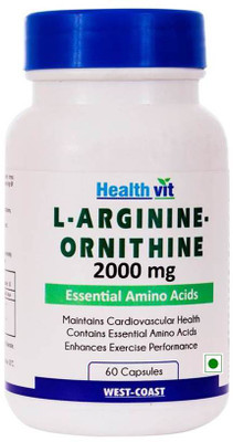 

HealthVit L-Arginine-Ornithine 2000 mg 60 Capsules(60 No)