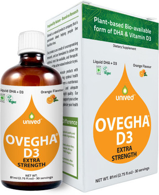 

Unived Unived Ovegha D3 Extra Strength, Vegan Omega 3 & Vitamin D3, 800mg DHA & 2500 I.U. D3, 30 servings(1 g)