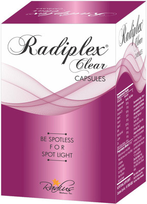 

Radiplex Clear- Burdock Root Extract, Yellow Dock, Vit B5, Curcumin, Aloe Vera & Glutathione Skin Clarifying Supplement (Acne Solution)(30 No)