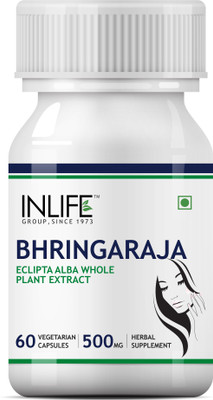 

Inlife Bhringraja Extract, 500mg (60 Vegetarian Capsules) for Hair, Skin and Nails(60 No)