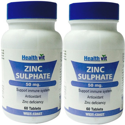 

HealthVit Zinc Sulphate 50 mg (Pack of 2)(60 No)