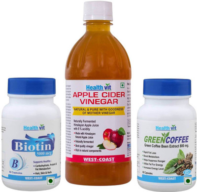 

HealthVit Mother of vinegar Apple Cider Vinegar(3x166.67 ml, Apple Flavored)
