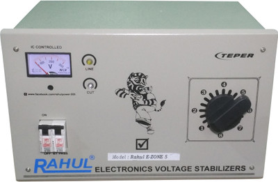 

RAHUL E-ZONE C5 KVA/20 AMP IN PUT 90-260 VOLT MAIN LINE COPPER TRANSFORMER AUTO CUT Auto Cut Stabilizer(GRAY)