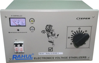 

RAHUL E-ZONE A6 KVA/24 AMP IN PUT 90-260 VOLT MAIN LINE AUTO CUT Auto Cut Stabilizer(LG GRAY)