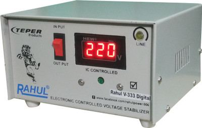 

Rahul V-333 c Digital 600 VA/2 AMP 100-290 Volt 1 Refrigerator 90 Ltr to 185 Ltr 5 Step Auto Matic Digital Voltage Stabilizer Digital Auto Matic Stabilizer(White)