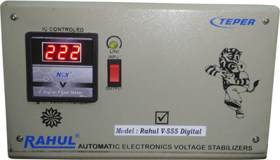 

Rahul V-555 a Digital 2 KVA/8 AMP 100-280 Volt 5 Step Deep Freege/Submersible Water Pump/2 Computer,Printer,Scanner,Photo Copier 100 Ltr to 360 Ltr Auto Matic Digital Voltage Stabilizer Auto Matic Stabilizer(LG Gray)