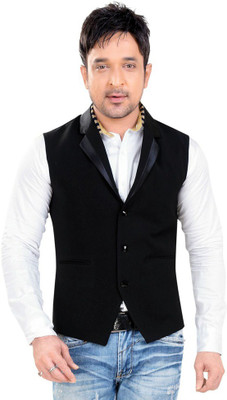 

Menjestic Solid Men's Waistcoat, Black