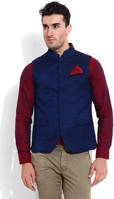 

Blackberrys Self Design Men's Waistcoat, Electric blue