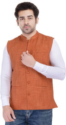 

Blue Bird Solid Men's Waistcoat, Orange