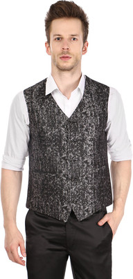 

Platinum Studio Self Design Men's Waistcoat, Attractive grey;chic black