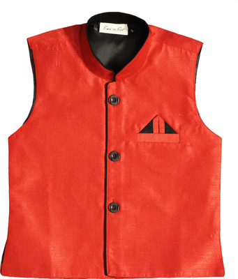 

BownBee Solid Boy's Waistcoat, Red