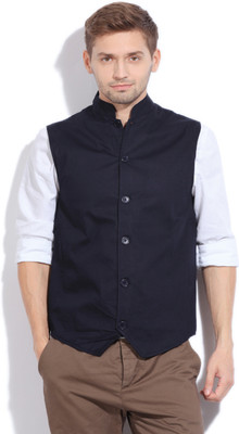 

The Indian Garage Co. Solid Men's Waistcoat, Navy