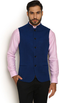 

Blackberrys Self Design Men's Waistcoat, Electric blue