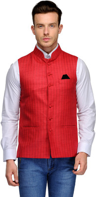 Platinum Studio Striped Men Waistcoat, Pink lemoned