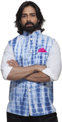 

Abhivani Printed Men's Waistcoat, Blue
