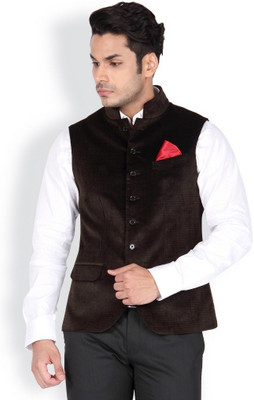 

Blackberrys Solid Men's Waistcoat, Brown