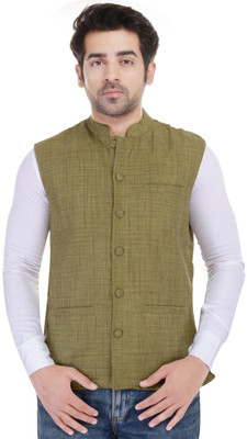 

Blue Bird Solid Men' Waistcoat, Green