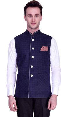 

Protext Checkered Men's Waistcoat, Blue