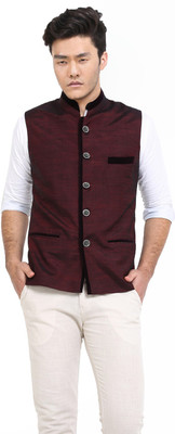 

Protext Solid Men's Waistcoat, Maroon