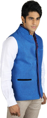 

Platinum Studio Solid Men Waistcoat, Blue