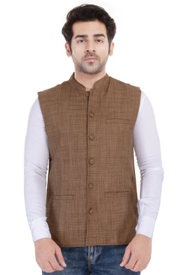 

Blue Bird Solid Men's Waistcoat, Brown