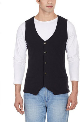 

Menjestic Solid Men's Waistcoat, Black