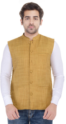 

Blue Bird Solid Men's Waistcoat, Yellow
