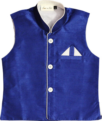 

BownBee Solid Boy's Waistcoat, Blue