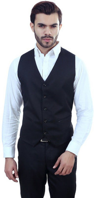 

Menjestic Solid Men's Waistcoat, Black