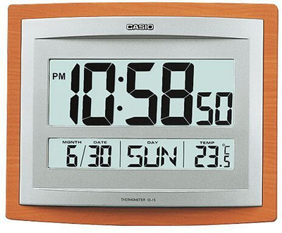 CASIO Digital 20.6 cm X 24.6 cm Wall Clock(Grey, With Glass)