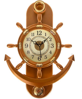 Factorywala Analog 40 cm X 30 cm Wall Clock(Brown, With Glass)