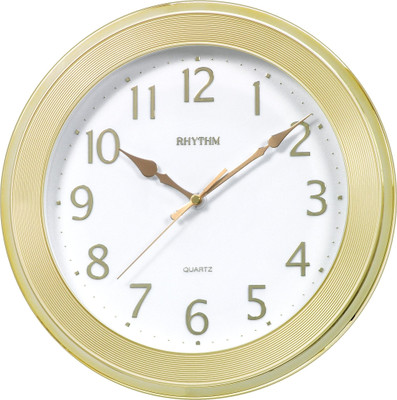 Rhythm Analog 32 cm X 4.5 cm Wall Clock(Gold, Without Glass)